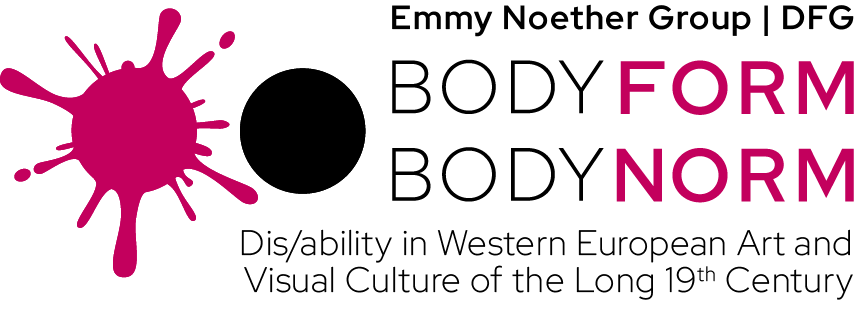 The research group's logo. A blob and a dot represent the concept of “Body Form and Body Norm.”